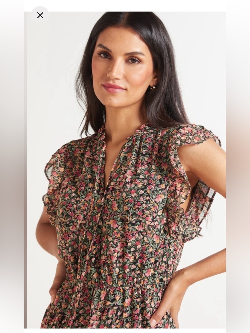 BB Dakota by Steve Madden floral chiffon ditsy midi dress XS - Picture 3 of 9